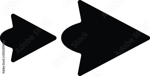 Schilderij op canvas Two black arrows pointing to the right side  simple shapes