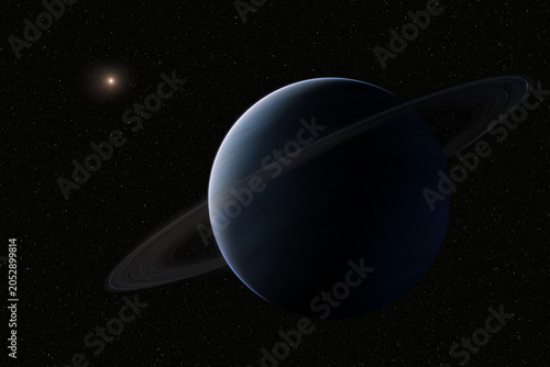 Illustation d'une exoplanète géant gazeuse annelée.