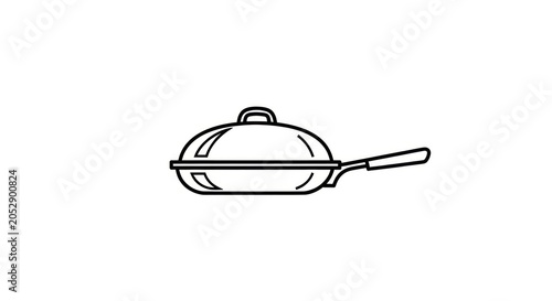 Cooking pan with lid line art.