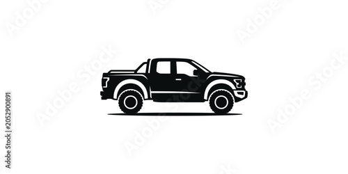 Off-Road 4x4 Pickup Truck Silhouette Vector Icon