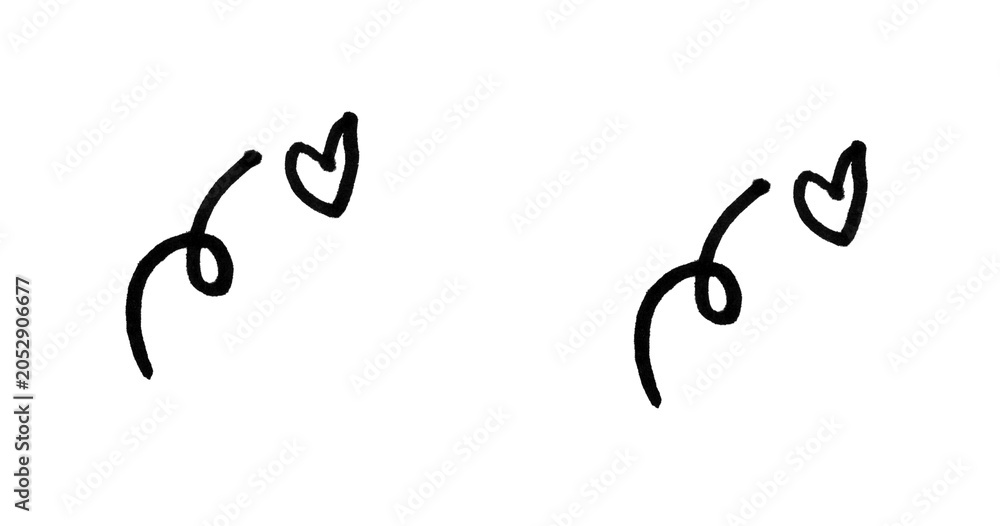 Fototapeta premium Hand Drawn Doodle Heart Squiggle Line Art Set