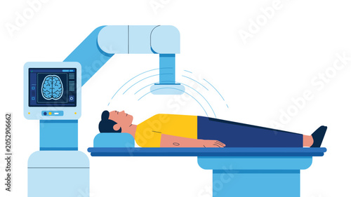 Bild auf Leinwand magnetic resonance imaging scan procedure in hospital radiology department with