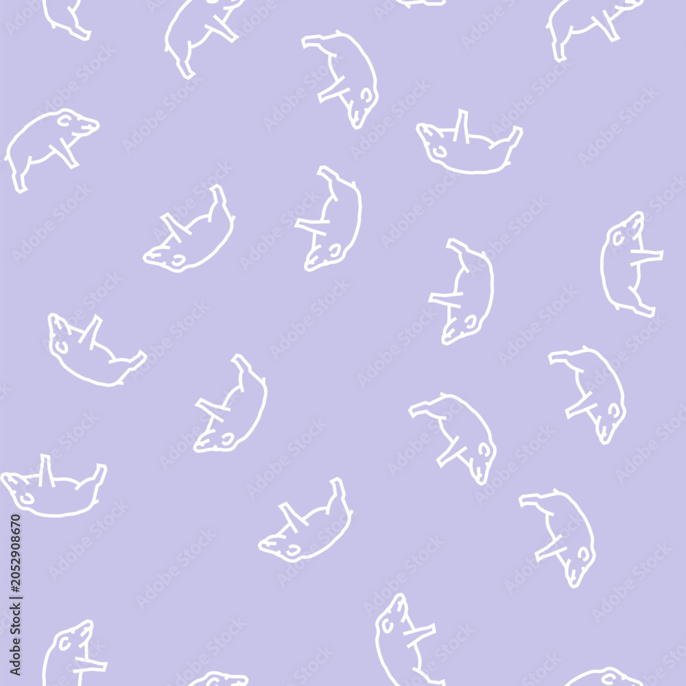 Fototapeta premium boar wild animal vector line seamless pattern boar wild animal sign illustration