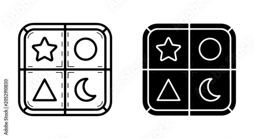Canvas Print Geometric shape sorter icons, baby toy vector, preschool learning blocks