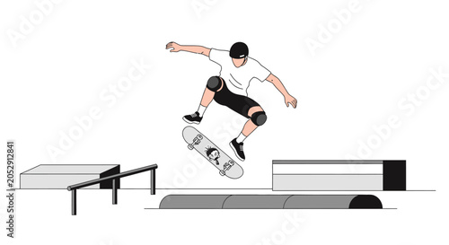 Fotografija Skateboarder performing a trick in a skatepark, dynamic action shot
