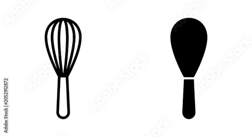 фотографія Kitchen Utensils: Whisk and Spatula Icons, Baking Tools Vector Set