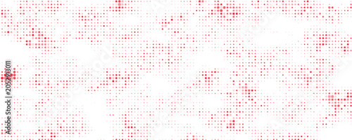 Quadro su tela Vibrant dynamic red dot pattern forming an intricate abstract wave on a pristine