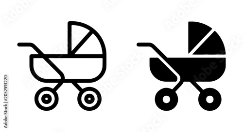 Foto Baby Stroller Icons, Carriage Vector Graphics, Infant Transport Symbols