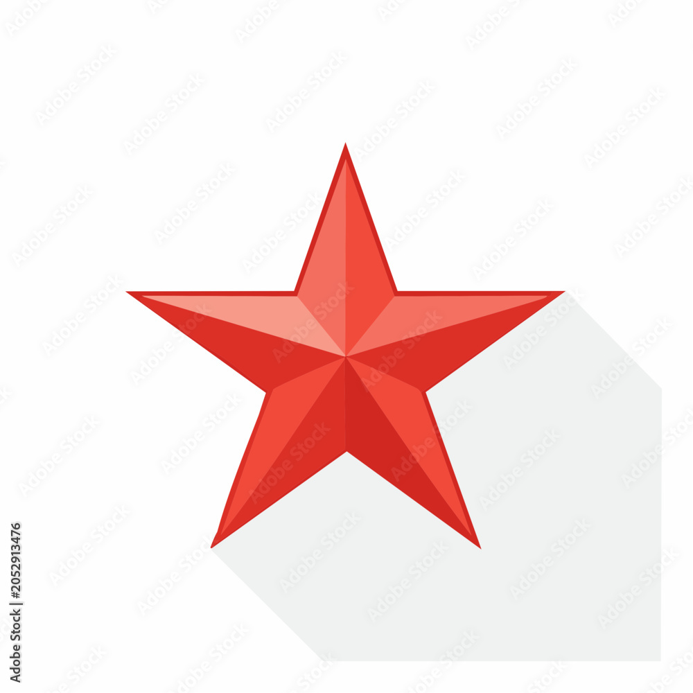 Obraz premium Red Five-Pointed Star with Shadow