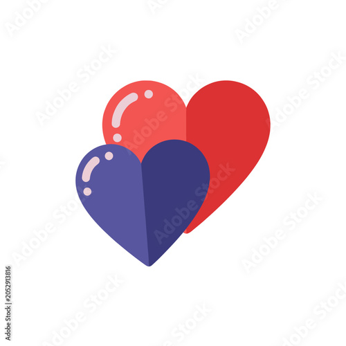 Colorful heart shapes in illustration.