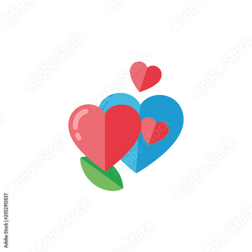 Colorful hearts in different sizes.