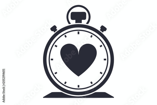 Fotografía Heart icon inside stopwatch signifying measured moments of love and self-care