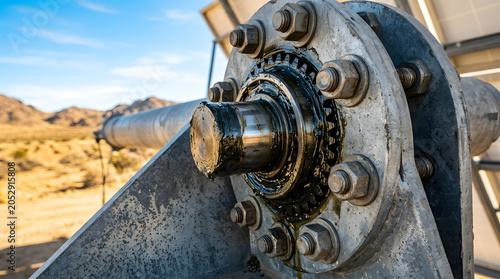 metal wheel and axle assembly with bearings industrial machinery detail