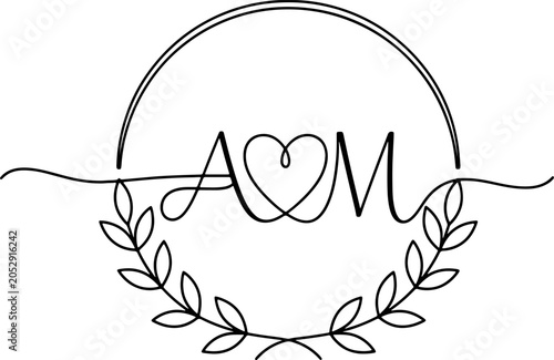 225_A wedding monogram line a_traced