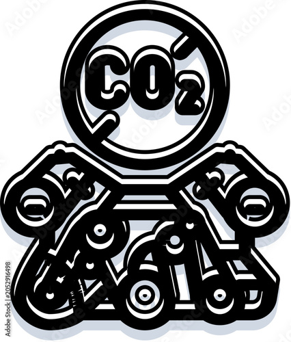 Canvas-taulu Icon illustrating the collective effort to reduce carbon dioxide emissions, feat