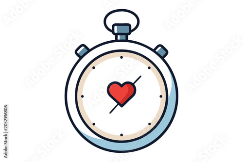 Heart and stopwatch graphic, representing the essence of timed meditation and emotional balance.