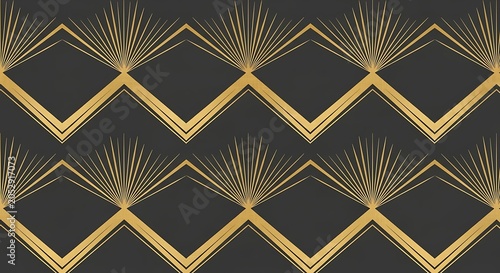 Gold Geometric Art Deco Diamond Pattern image photo