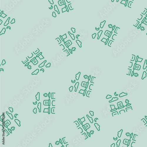 Canvas-taulu cemetery goth subculture vector line seamless pattern cemetery goth subculture s