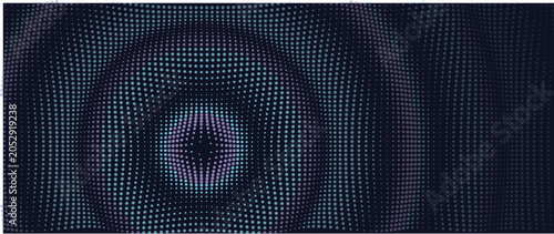 Abstract digital background with a glowing ripple effect of dots in blue and purple vector illustration