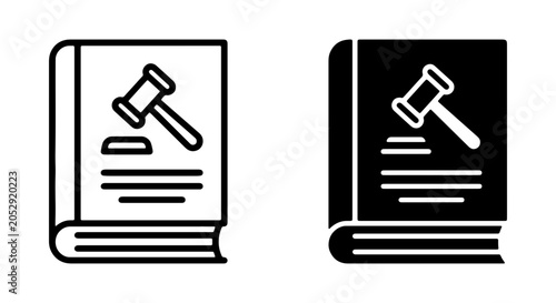 Tableau sur toile Law Book Icon, Legal Gavel Symbol, Justice Concept Vector Set
