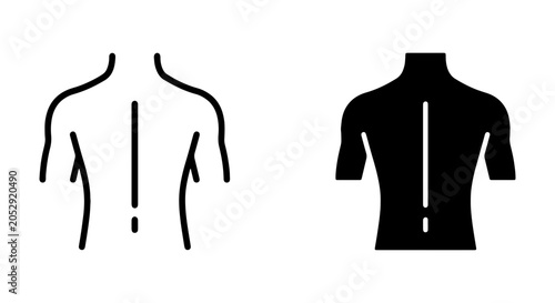 Obraz na płótnie Human Back Anatomy Icons, Spine Health Silhouette, Medical Body Outline Vector