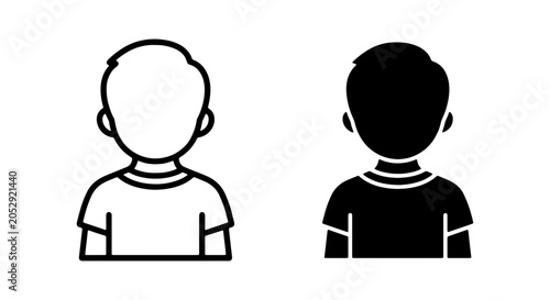 Schilderij op canvas Person Icon Set, Male Silhouette, User Avatar, Simple Outline