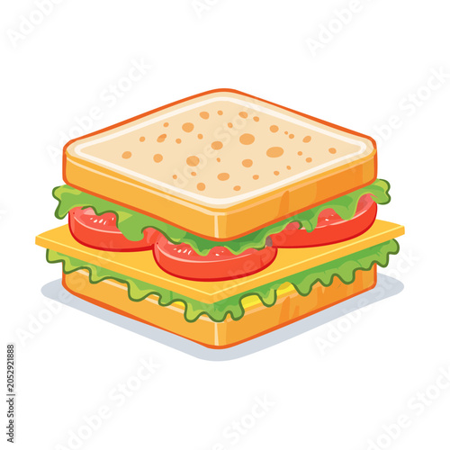 Cartoon sandwich with tomato and lettuce