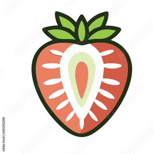 Flat design strawberry illustration with leaf