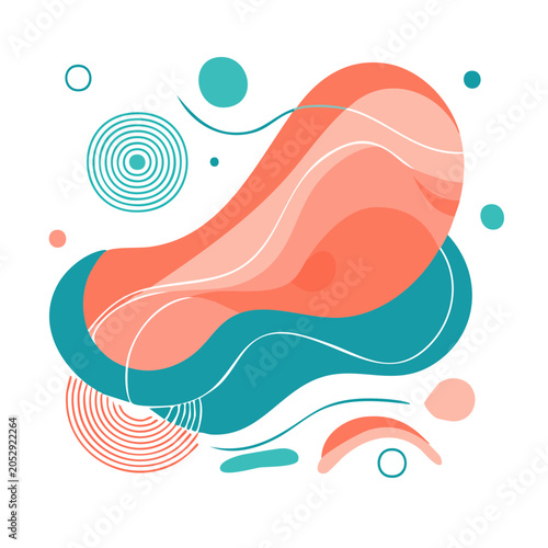 Modern abstract shape illustration with red and blue swirls