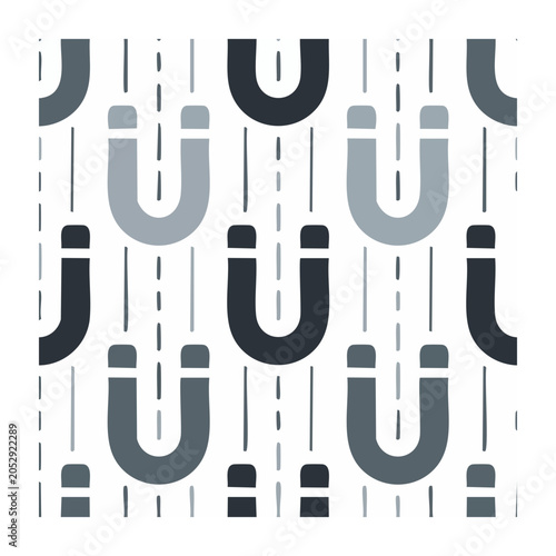 Minimalist magnet pattern on white background