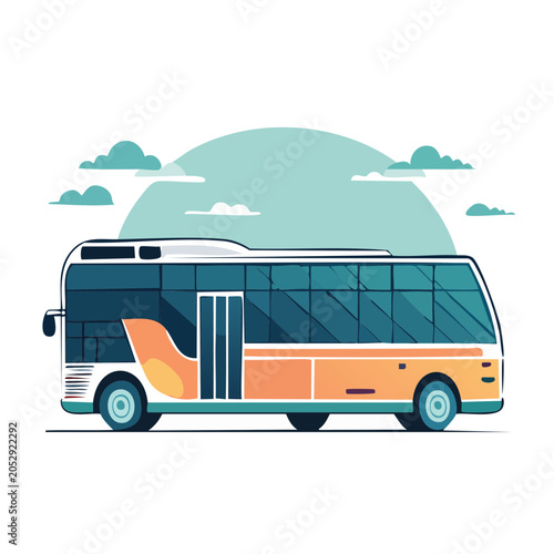 Orange and blue tourist bus illustration