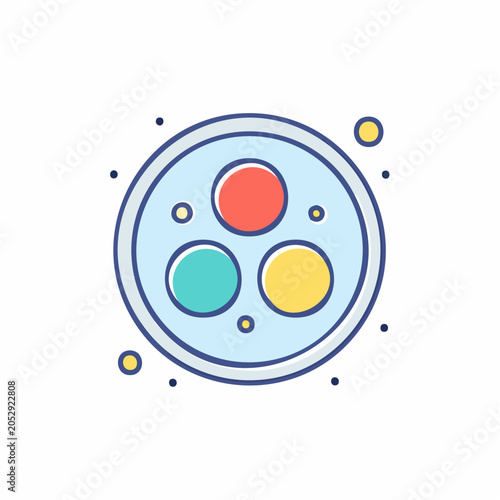 Abstract illustration of three colored circles in a petri dish