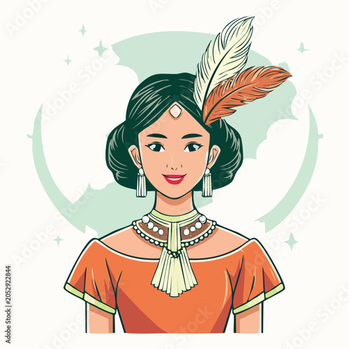 Art Deco Woman with Feathers and Jewelry
