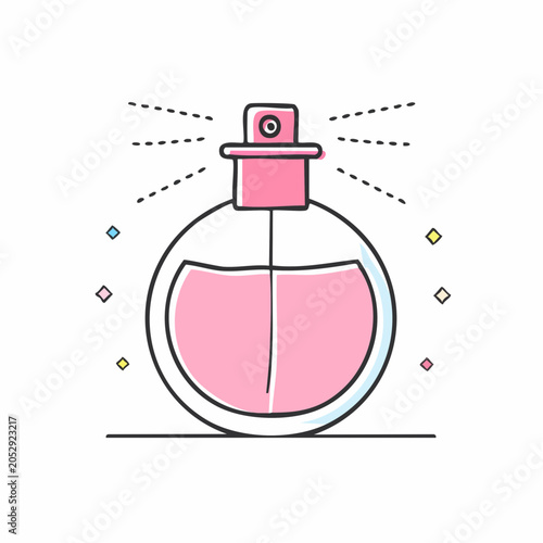 Pink Perfume Bottle Spraying Fragrance