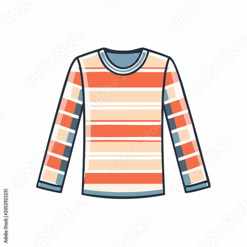 Striped Long Sleeve Shirt Illustration