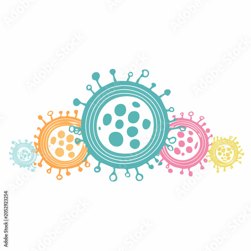 Stylized Coronavirus Icons in Various Colors