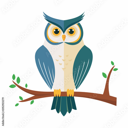 Stylized Owl Sitting on a Branch