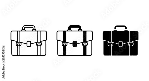 Fotografía Business Briefcase Icons, Classic Portfolio Vector Set, Professional Document Ca