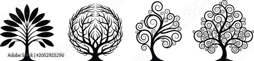 Foto Black Silhouette Vector Set of Children Playing on Playground Equipment, Includi