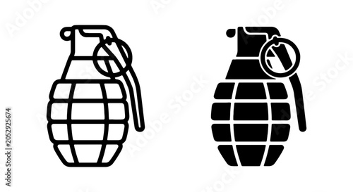 фотографія Grenade icon set, military weapon symbol, explosive device, danger sign vector