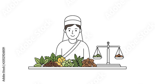 Foto Ancient Greek Goddess Demeter with Harvest and Scales of Justice
