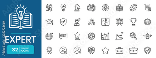 Expert thin line Icon Set