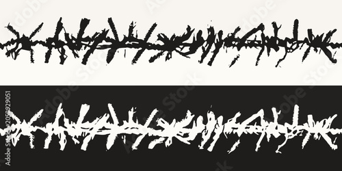 Photography Barbed Wire Illustration Rough Ink Sketch With Contrasting Backgrounds