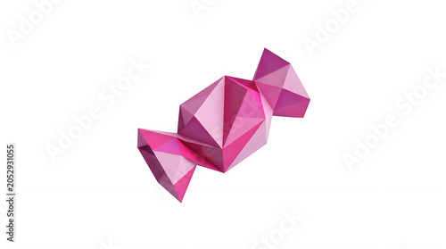 Pink Low Poly Geometric Candy 3D Render on Black Background