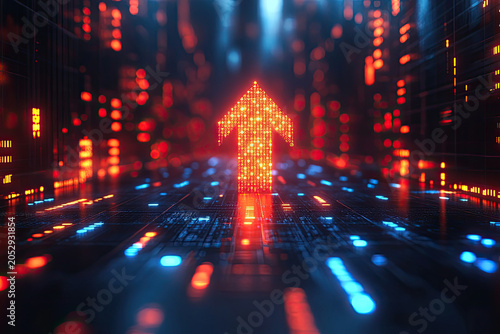Glowing Arrows Signifying Positive Investment and Business Growth