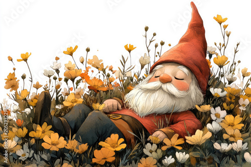 Gentle Gnome Relaxing Under the Warm Spring Sunshine