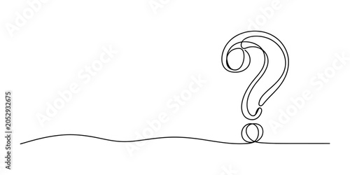 Bild auf Leinwand Continuous single line drawing of a simple question mark symbol for business con