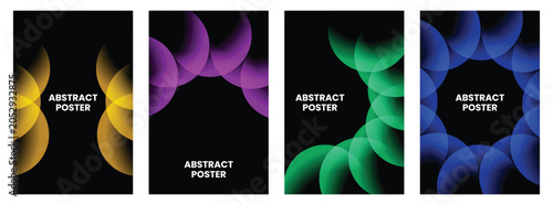 Futuristic Abstract Circle Poster Collection — Colorful Geometric Glow Vector Set