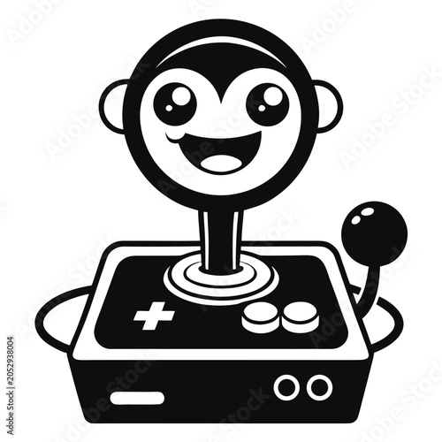 Smiling arcade joystick controller with happy face