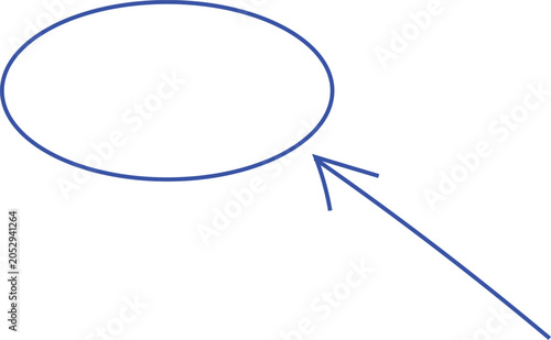 Vászonkép Simple blue oval shape with a pointing arrow graphic isolated on transparent bac